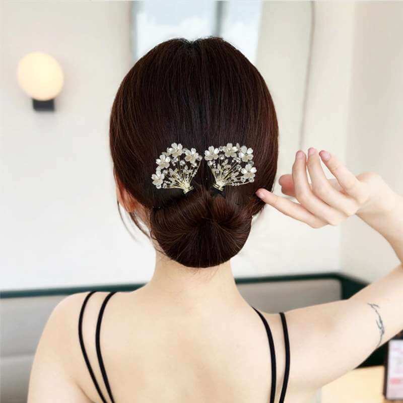 Fresh Flower Updo Hairstyle Bun Tool Twist Hair Clips