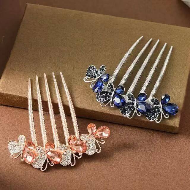 Rhinestone Butterfly Hair Comb Clips