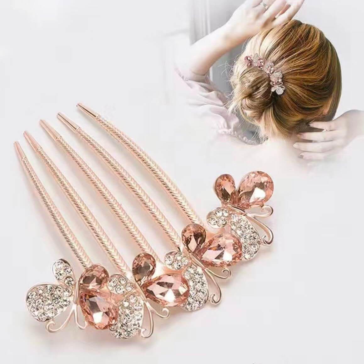 Rhinestone Butterfly Hair Comb Clips