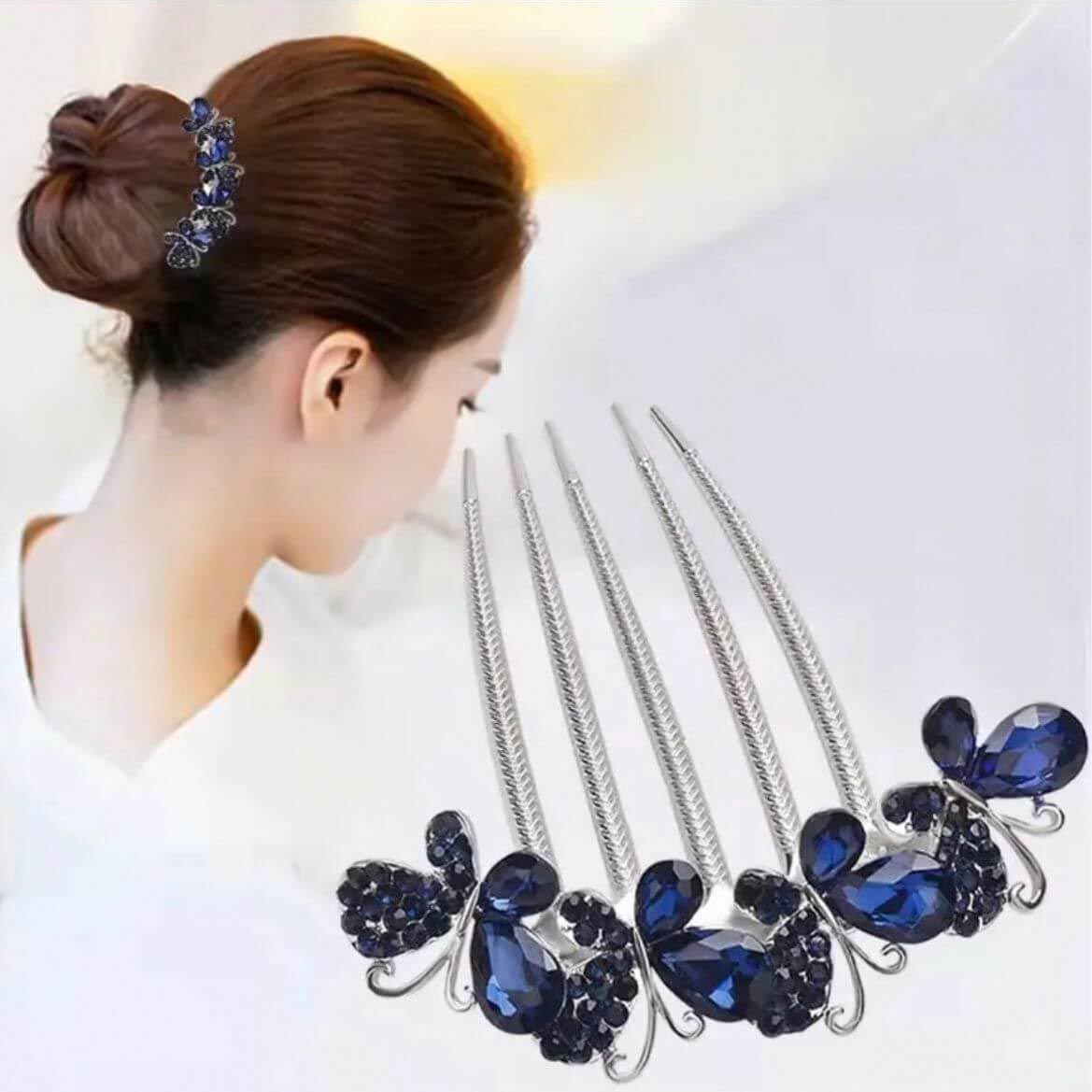 Rhinestone Butterfly Hair Comb Clips