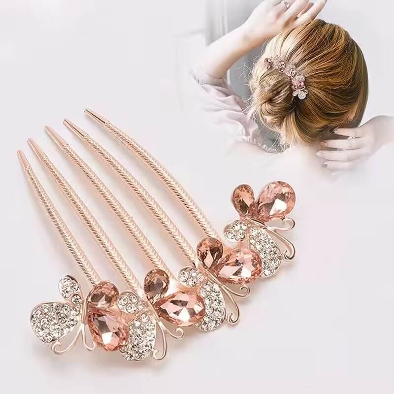 Rhinestone Butterfly Hair Comb Clips