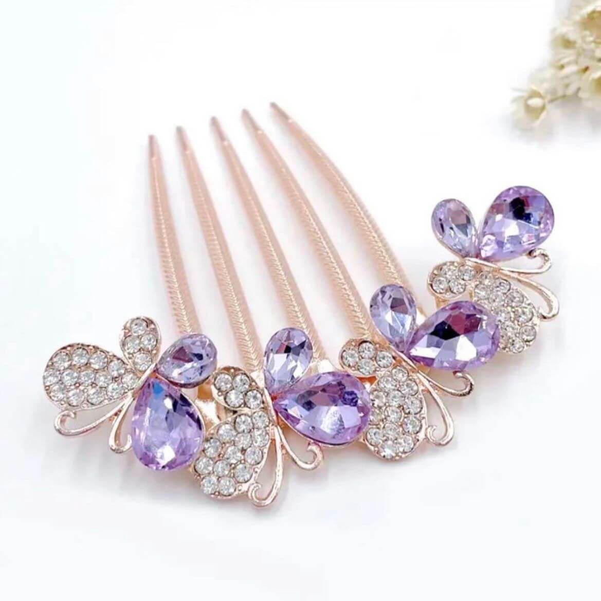 Rhinestone Butterfly Hair Comb Clips