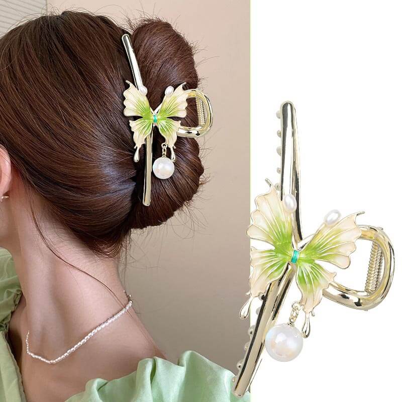 Cute Butterfly Pearl Hair Claw Clips