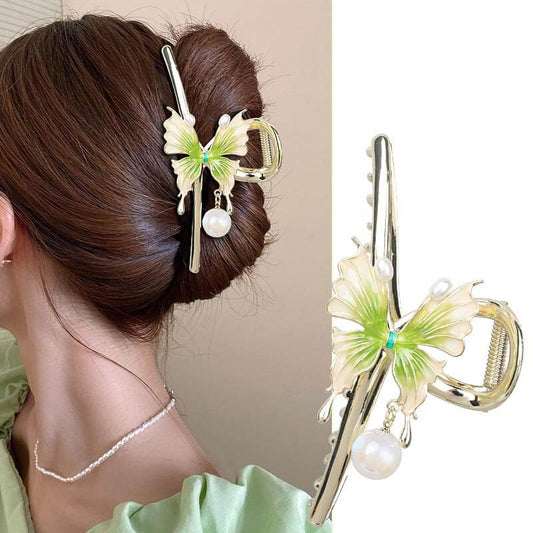 Cute Butterfly Pearl Hair Claw Clips