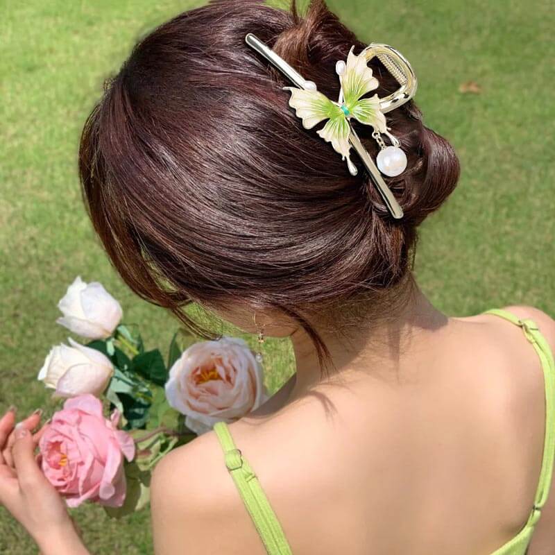 Cute Butterfly Pearl Hair Claw Clips
