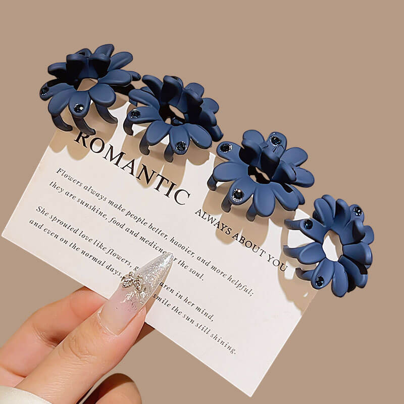 Bangs Half Updo Mini Colored Flower Hair Claw Clips