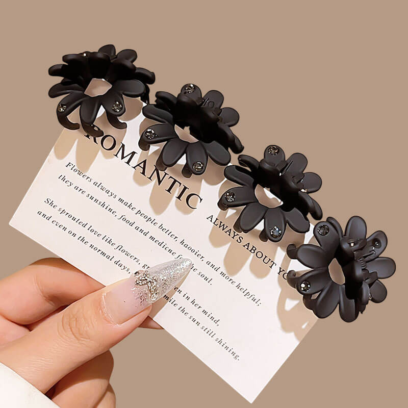 Bangs Half Updo Mini Colored Flower Hair Claw Clips