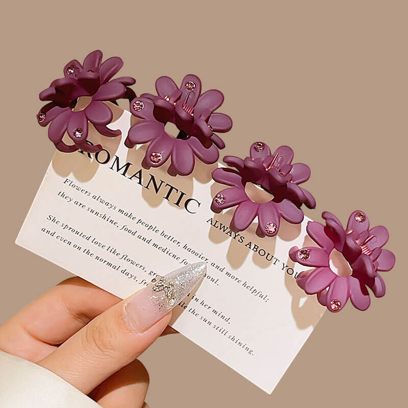 Bangs Half Updo Mini Colored Flower Hair Claw Clips