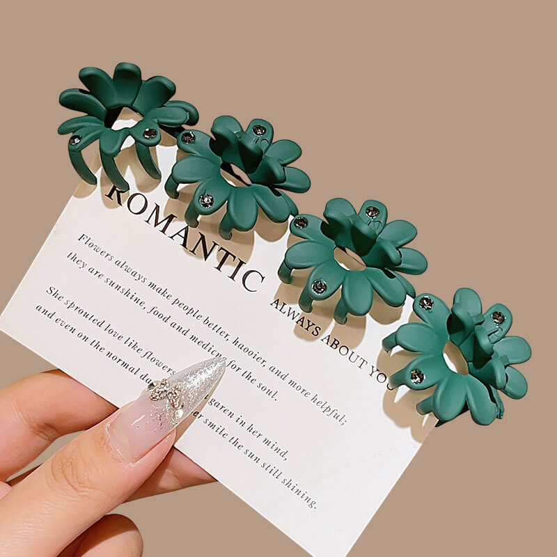 Bangs Half Updo Mini Colored Flower Hair Claw Clips