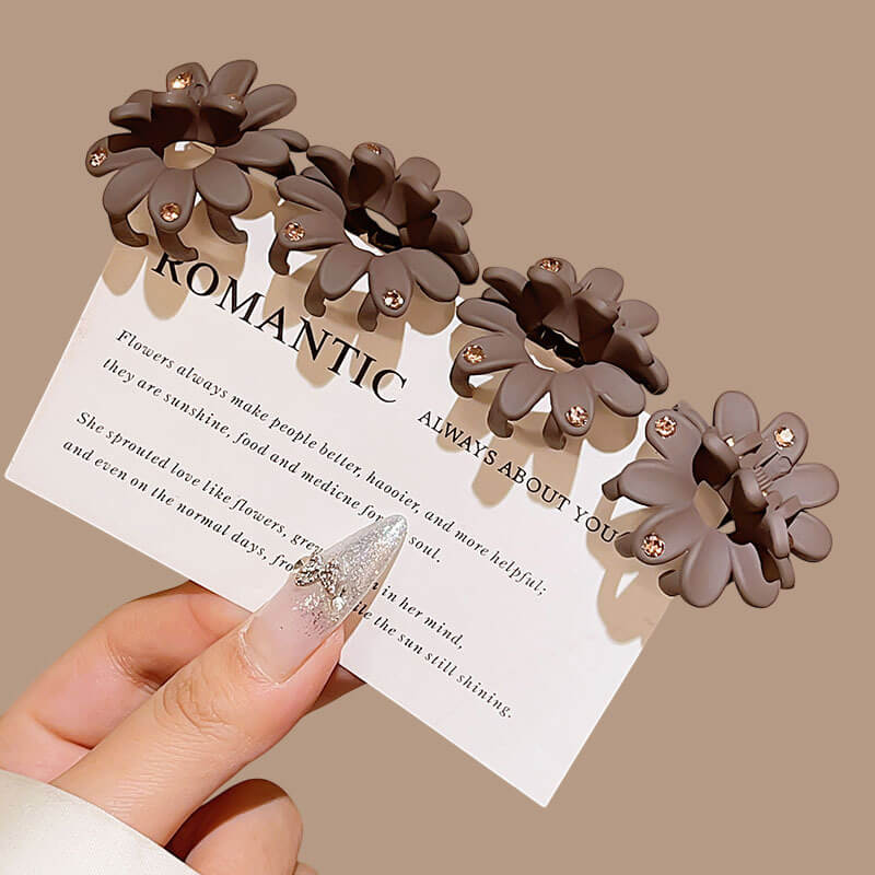 Bangs Half Updo Mini Colored Flower Hair Claw Clips