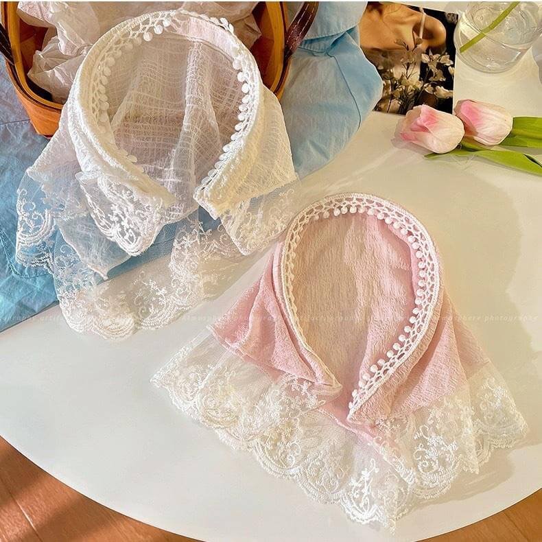 French Triangle Lace headband and headscarf