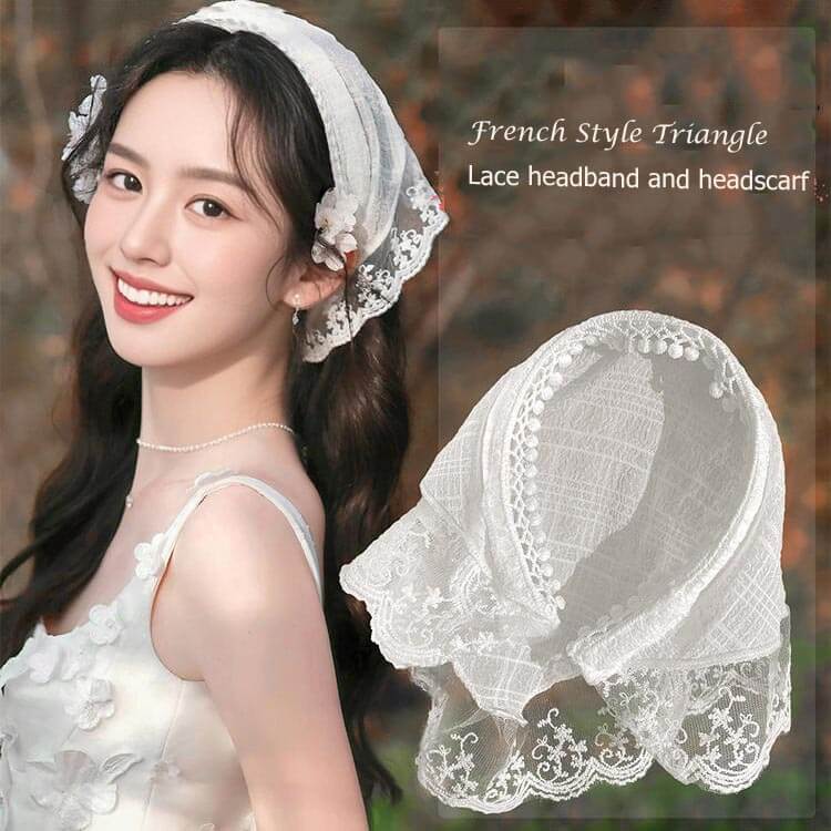 French Triangle Lace headband and headscarf