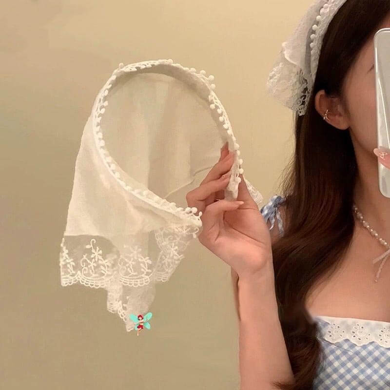 French Triangle Lace headband and headscarf