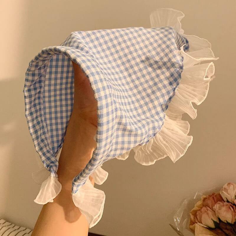 French Triangle Plaid headband and headscarf