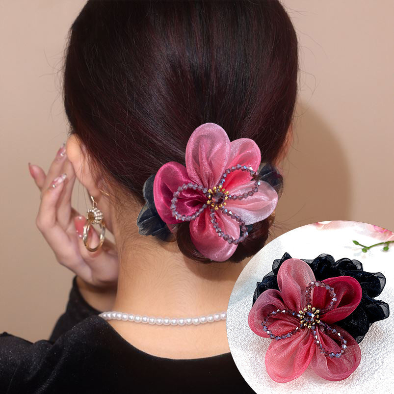 Handmade Large Mesh Flower Hair Tie Scruchies