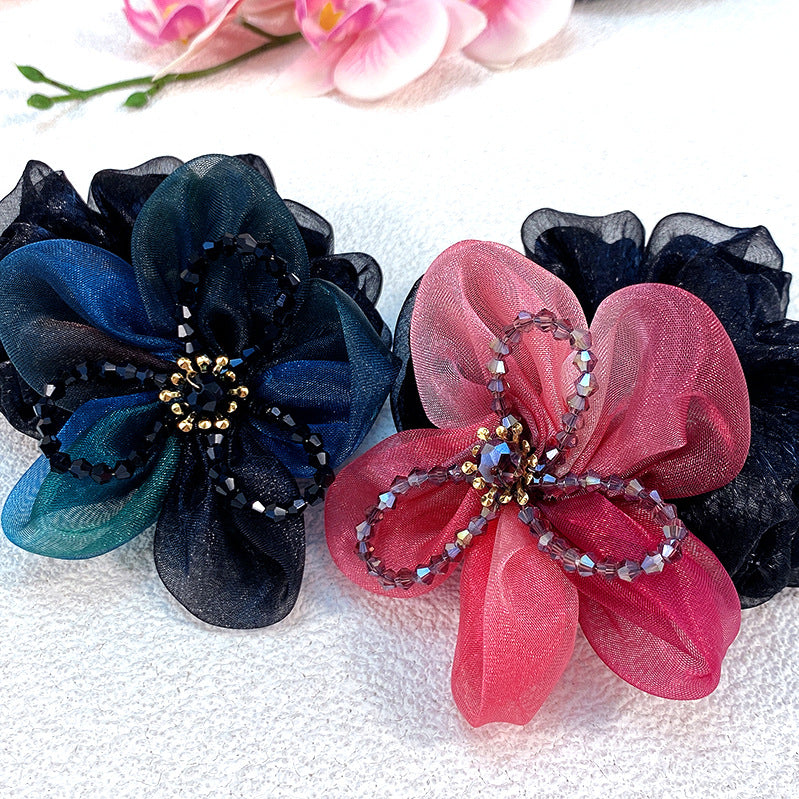 Handmade Large Mesh Flower Hair Tie Scruchies