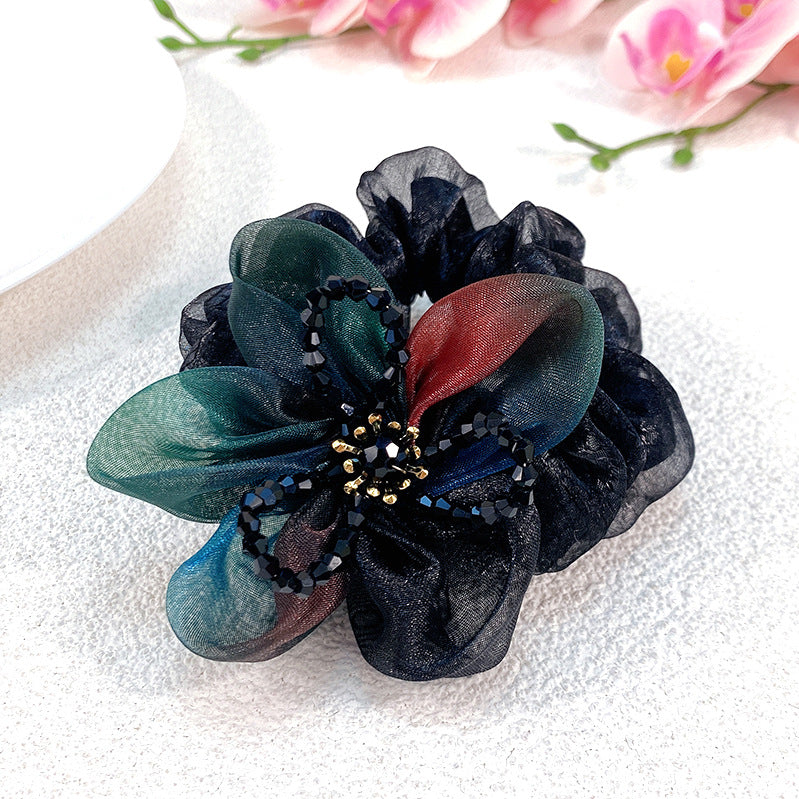 Handmade Large Mesh Flower Hair Tie Scruchies