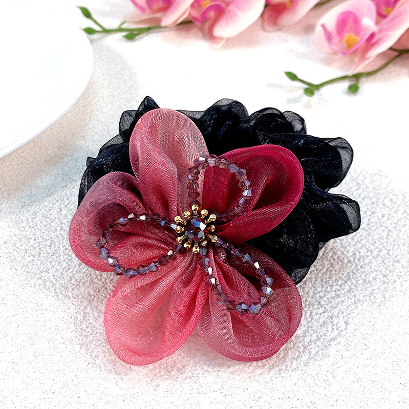Handmade Large Mesh Flower Hair Tie Scruchies