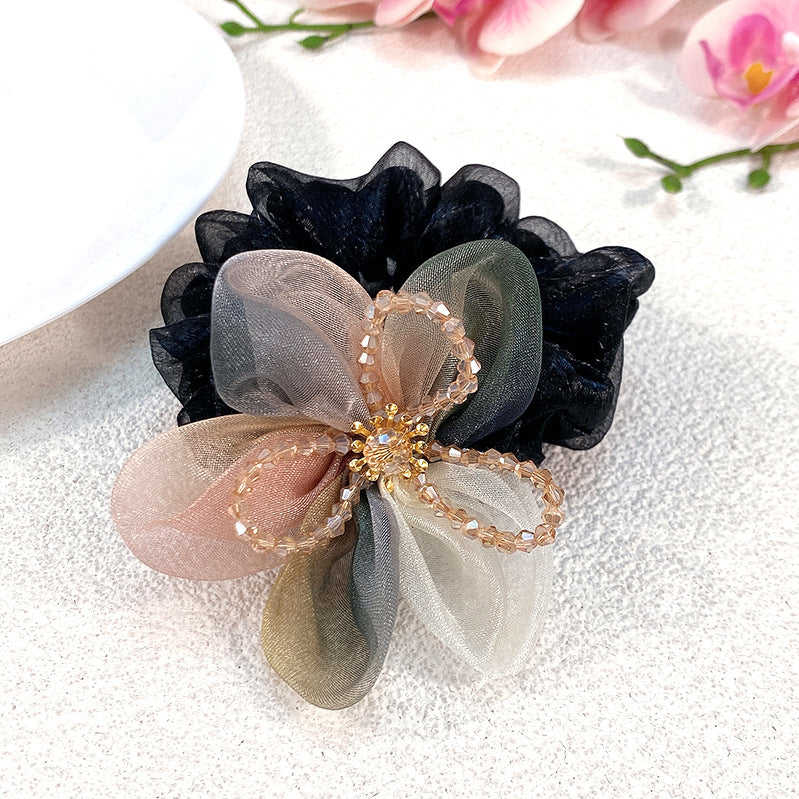 Handmade Large Mesh Flower Hair Tie Scruchies