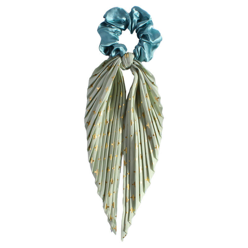 Vintage Handmade Pleated Scrunchie with Ribbon