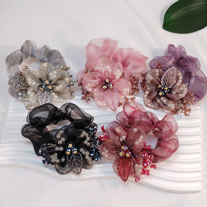 Large Mesh Flower Ponytail Holder Hair Scruchies
