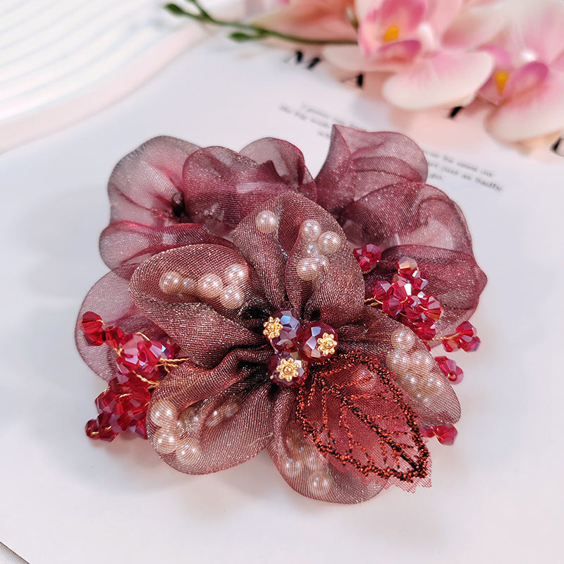 Large Mesh Flower Ponytail Holder Hair Scruchies