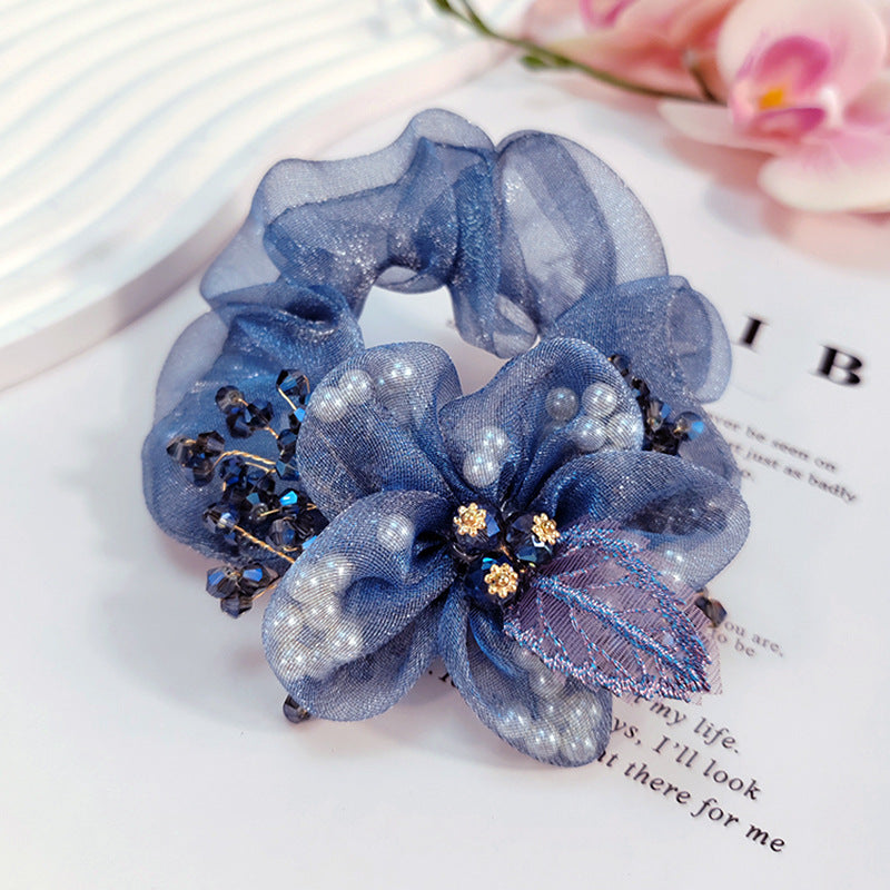 Large Mesh Flower Ponytail Holder Hair Scruchies
