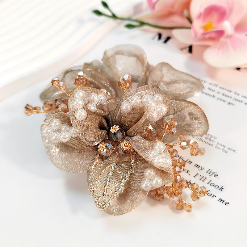 Large Mesh Flower Ponytail Holder Hair Scruchies