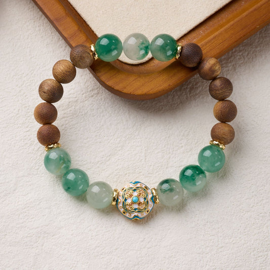 Natural African Emerald  Agarwood Bracelet