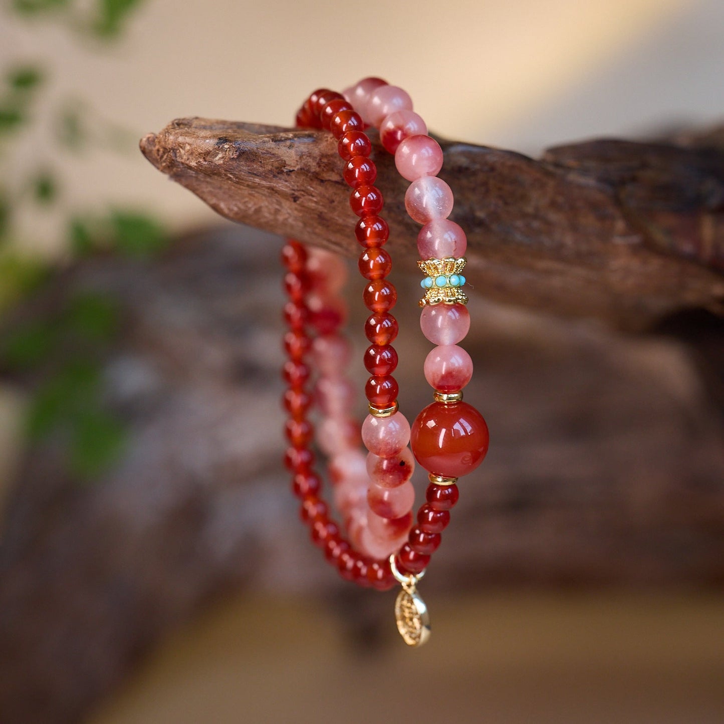 Natural Red Agate Double-Loop Healing Bracelet