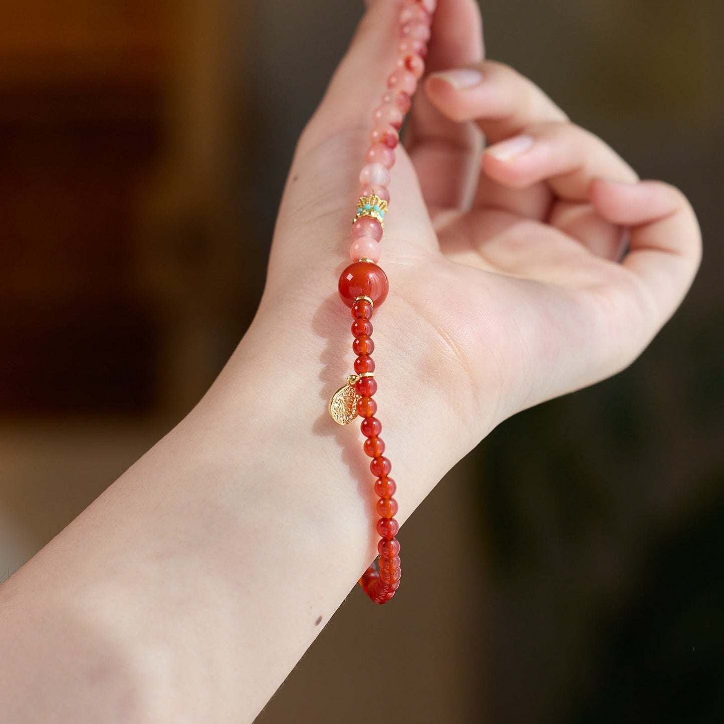 Natural Red Agate Double-Loop Healing Bracelet