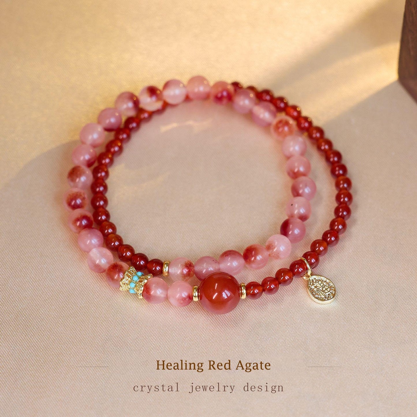 Natural Red Agate Double-Loop Healing Bracelet