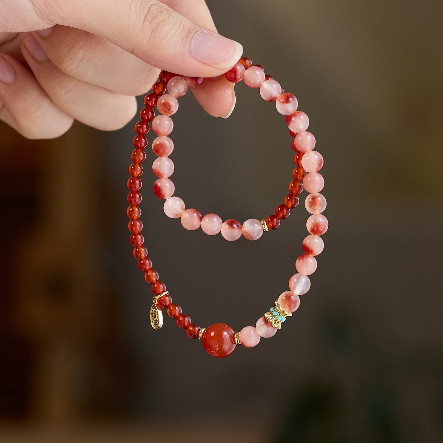 Natural Red Agate Double-Loop Healing Bracelet