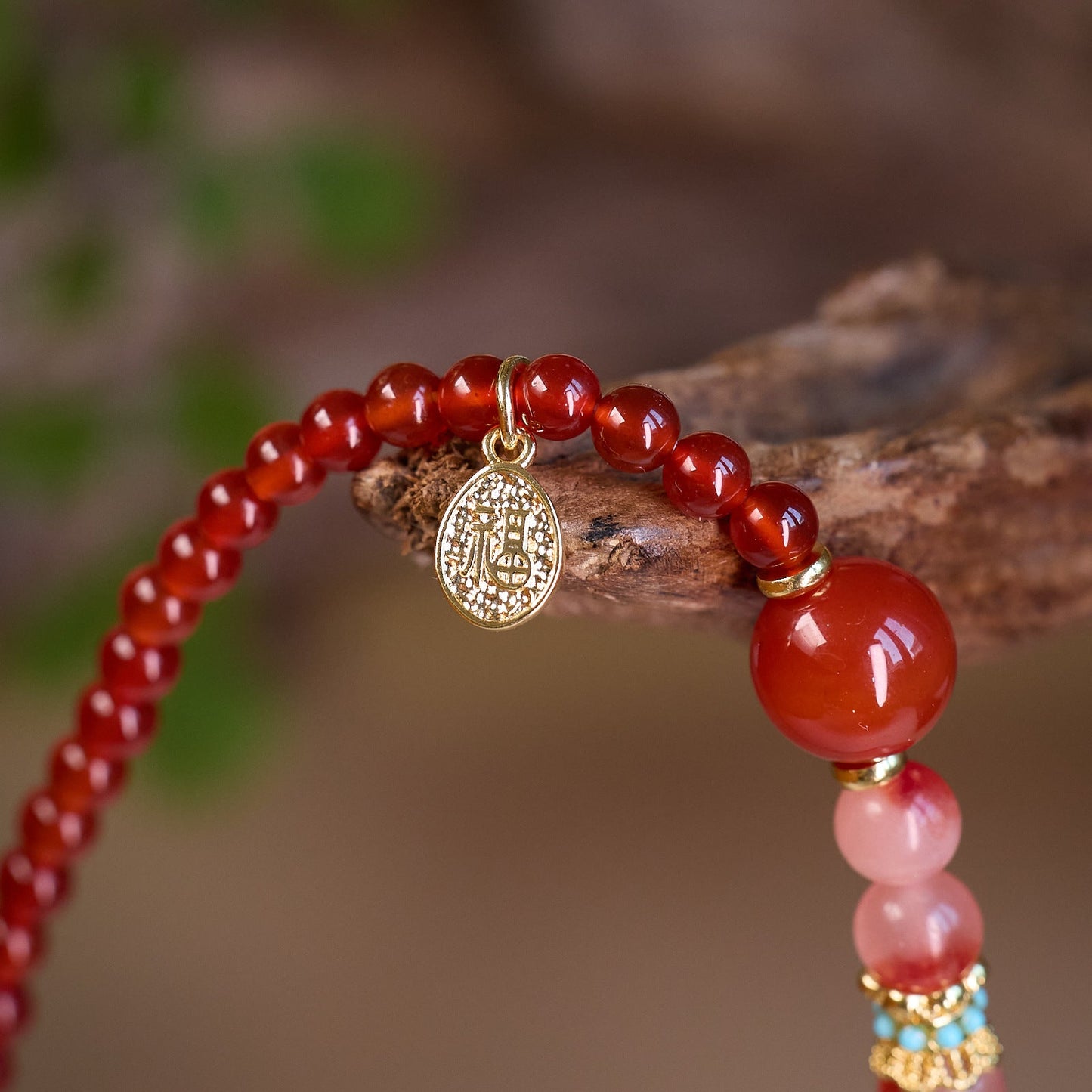 Natural Red Agate Double-Loop Healing Bracelet
