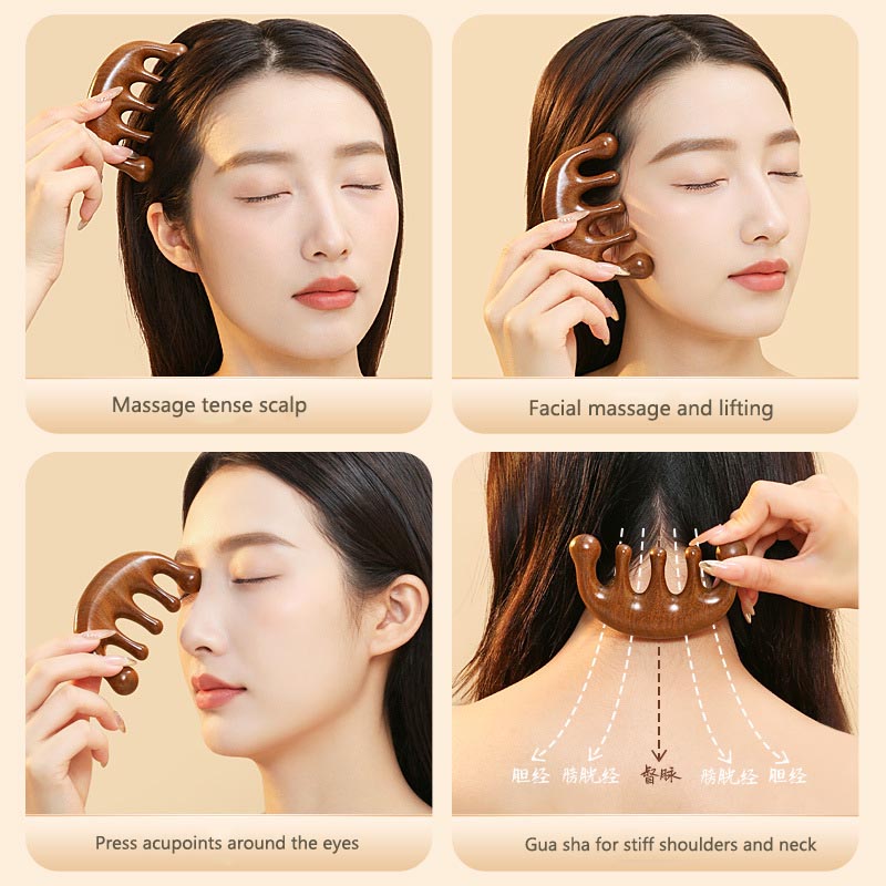 SheFav Natural Sandalwood Scalp Massager Combs