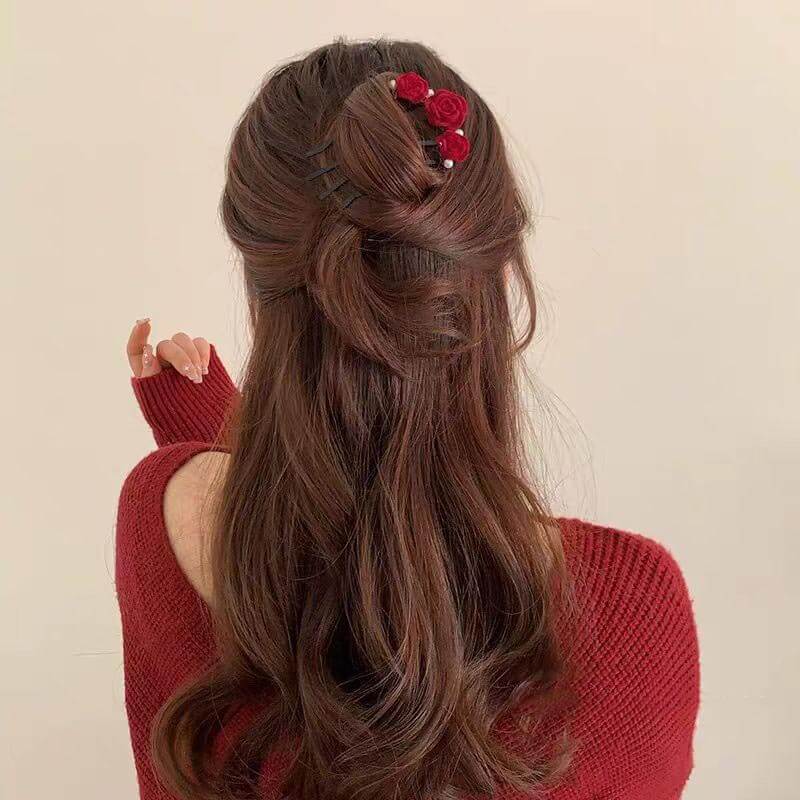 Rose Flower Hair Combs Bun Maker Updo Tools
