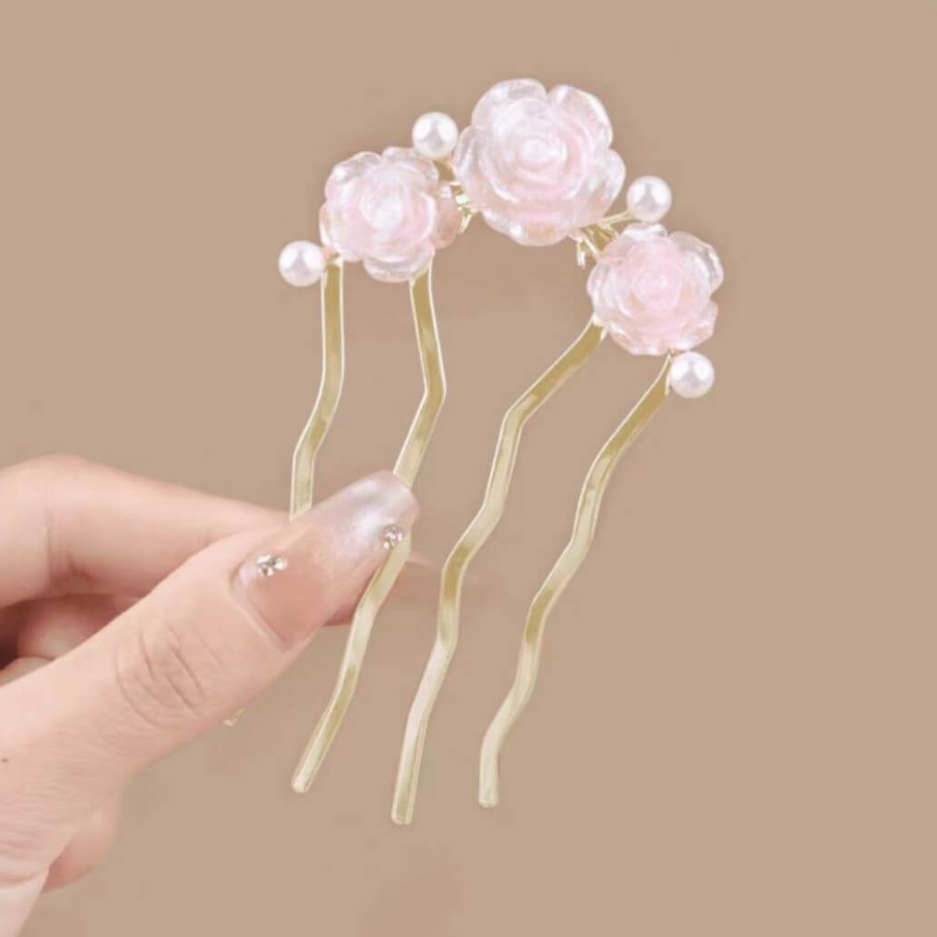 Rose Flower Hair Combs Bun Maker Updo Tools