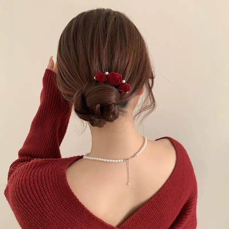 Rose Flower Hair Combs Bun Maker Updo Tools