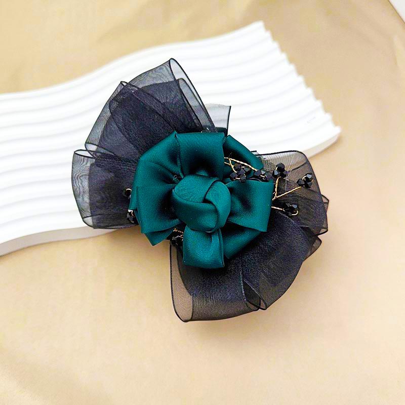 Vintage Organza Flower Beads Hair Claw Clips