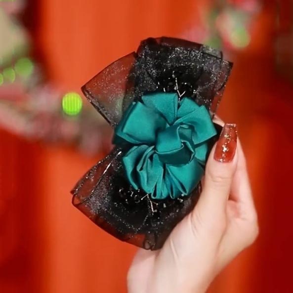 Vintage Organza Flower Beads Hair Claw Clips