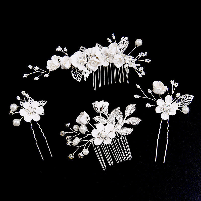 Wedding Bridal Silver Leaves Flower Hair Combs