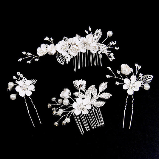 Wedding Bridal Silver Leaves Flower Hair Combs