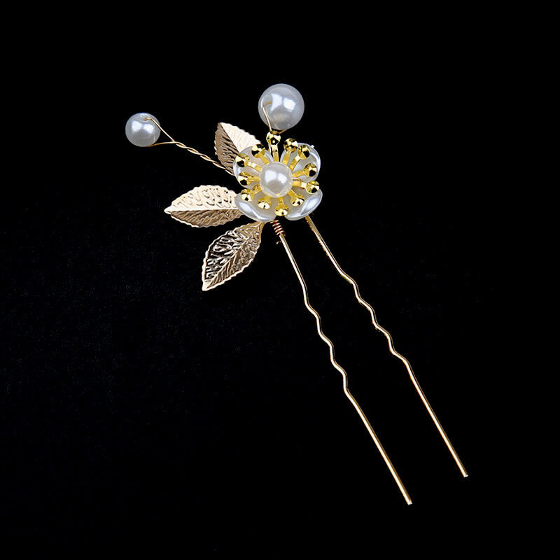 Wedding Bridal Pearl Leaves Flower Hair Combs Pins