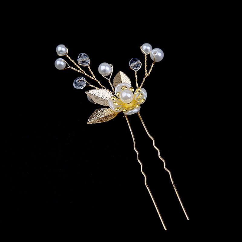 Wedding Bridal Pearl Leaves Flower Hair Combs Pins