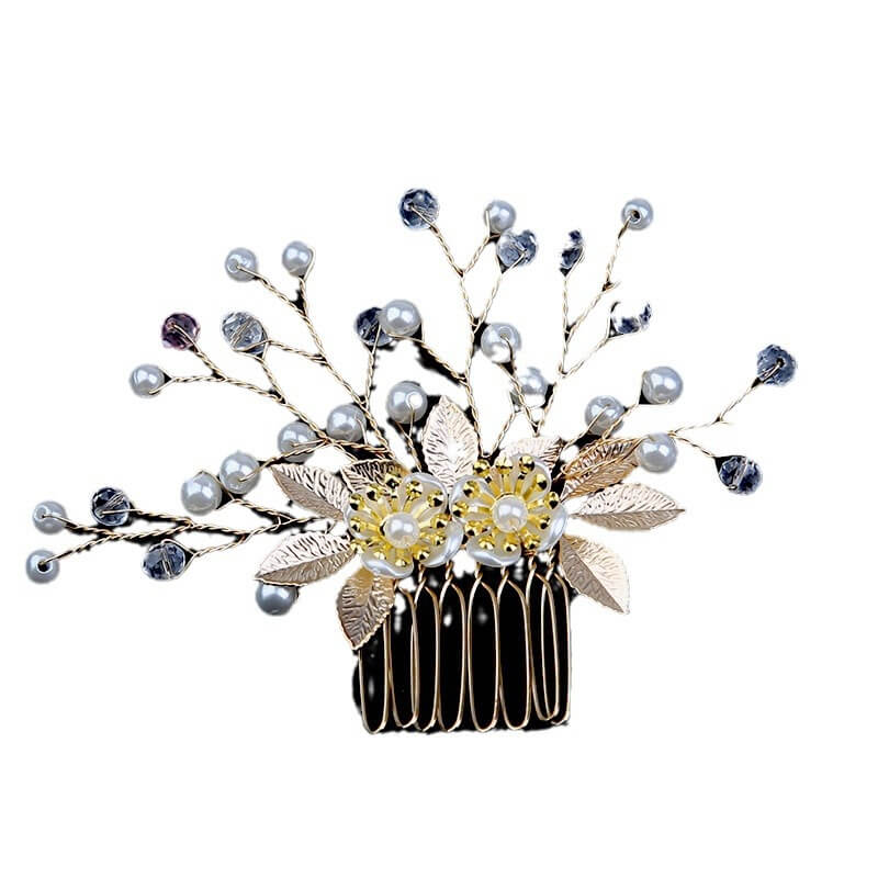 Wedding Bridal Pearl Leaves Flower Hair Combs Pins