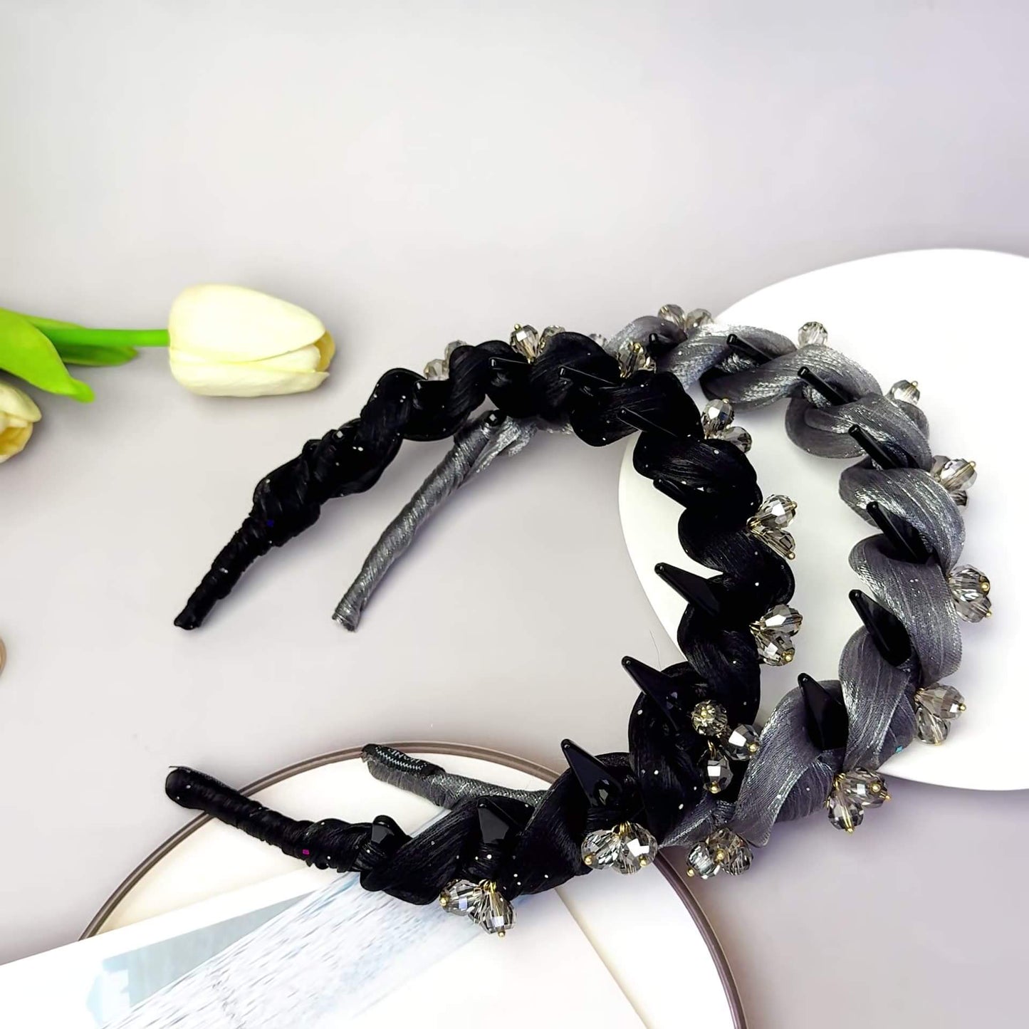 Handmade Organza Crystal Claw Headband