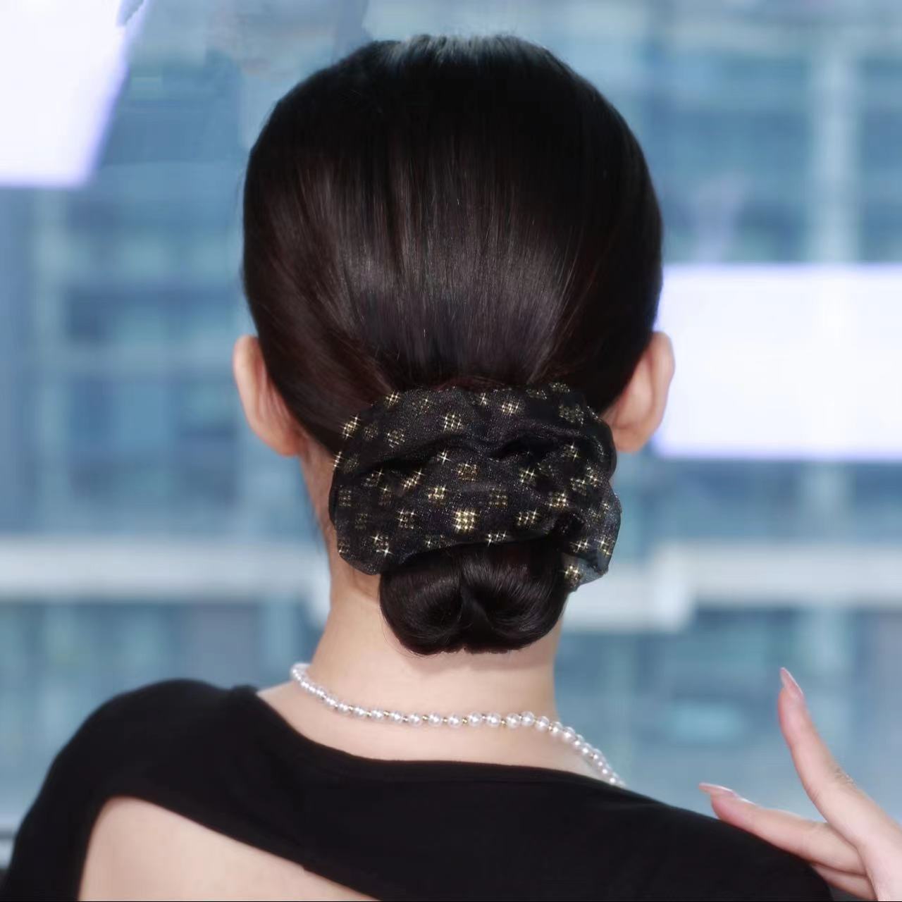 Handmade Large Mesh Plaid Hair Tie Scruchies
