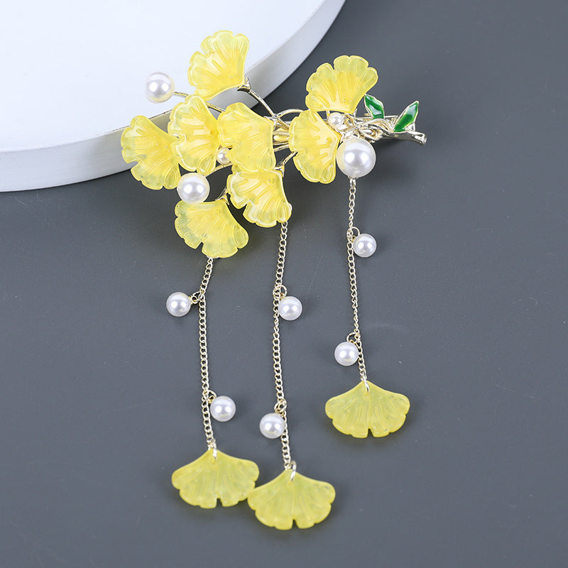 Vintage Ginkgo Tassel Hair Clips