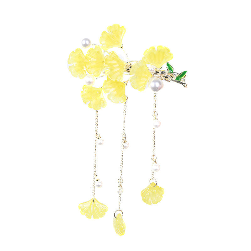 Vintage Ginkgo Tassel Hair Clips