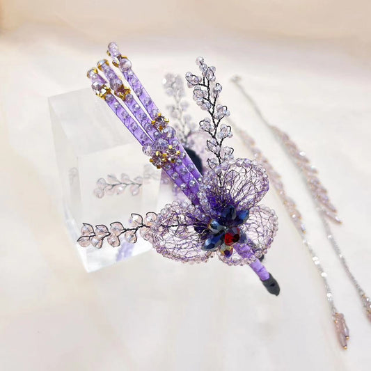 Vintage Handmade Knitted Flower Tassel Headband